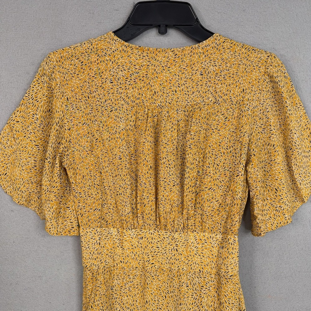 Ba&sh Dress Womens Small Yellow Floral Wrap Ruffle Belina Curry Mini Summer - Picture 8 of 12